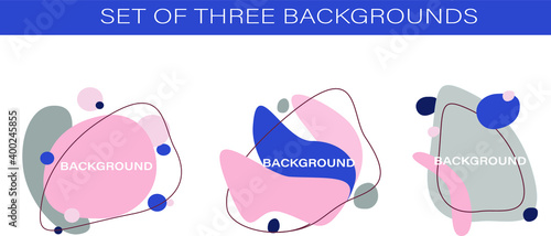 Set of Abstract graphic element banners and  backgrounds  with hand drawn shapes and lines and fonts . Memphis style.soft colored.Template for logo design, flyer or presentation. Vector.