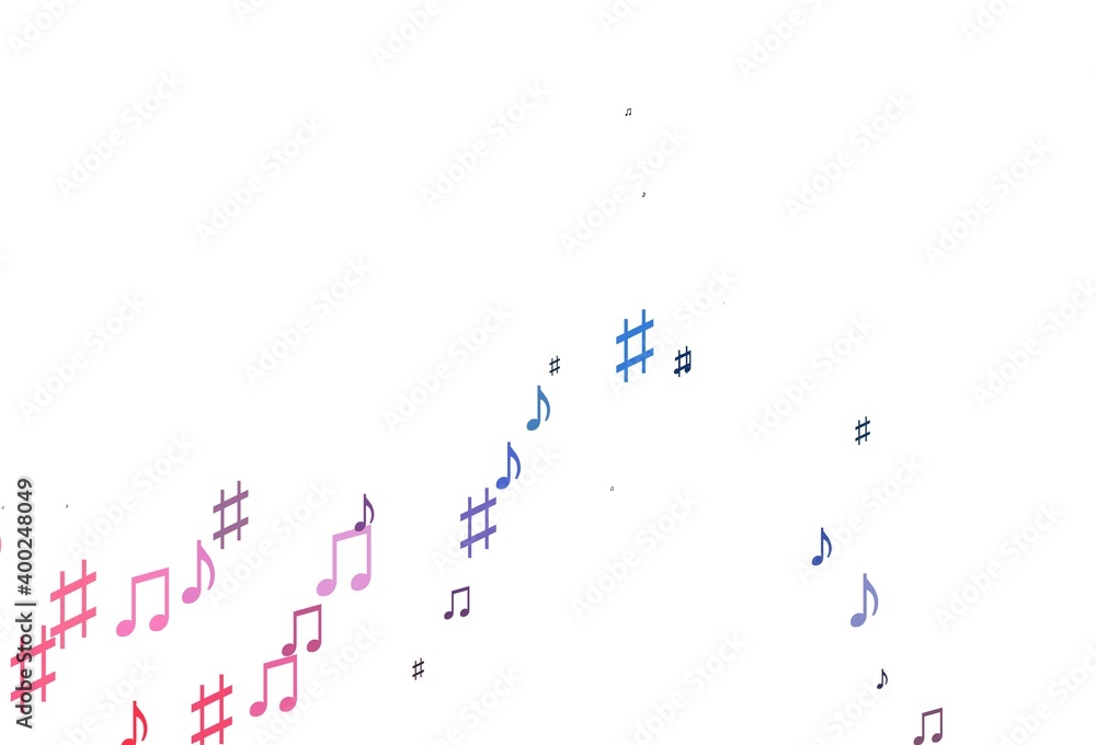Light Blue, Red vector background with music symbols. Light Blue, Red vector background with music symbols.