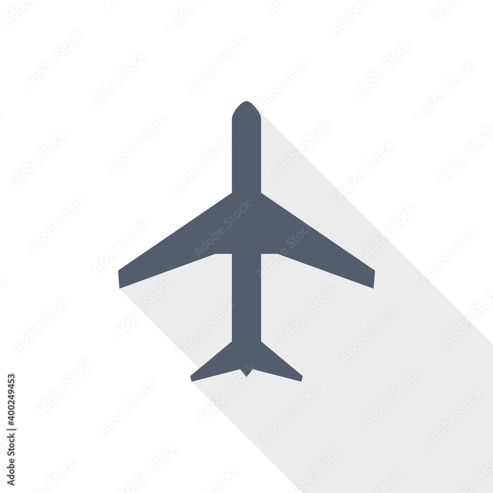 Plane, flight, airplane vector icon, flat design illustration in eps 10