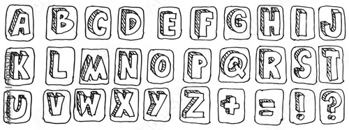 Hand drawn english alphabet vector set