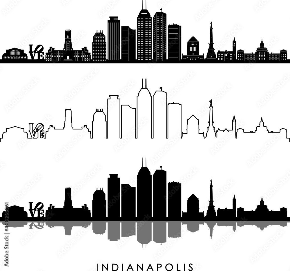INDIANAPOLIS Indiana SKYLINE City Silhouette