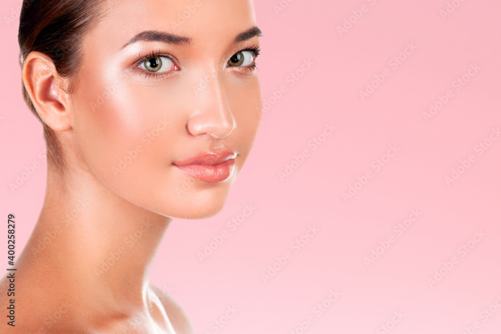 Portrait of pretty woman, skin care concept