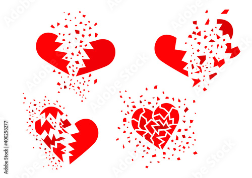 broken heart red isolated on white background design illustration vector