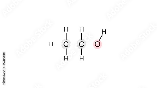 Animation with ball-and-stick model of alcohol on the white background (seamless loop) photo