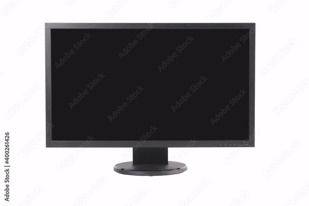 computer monitor with blank display on white background