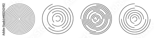 Set of abstract linear circles. Decorative vector elements.