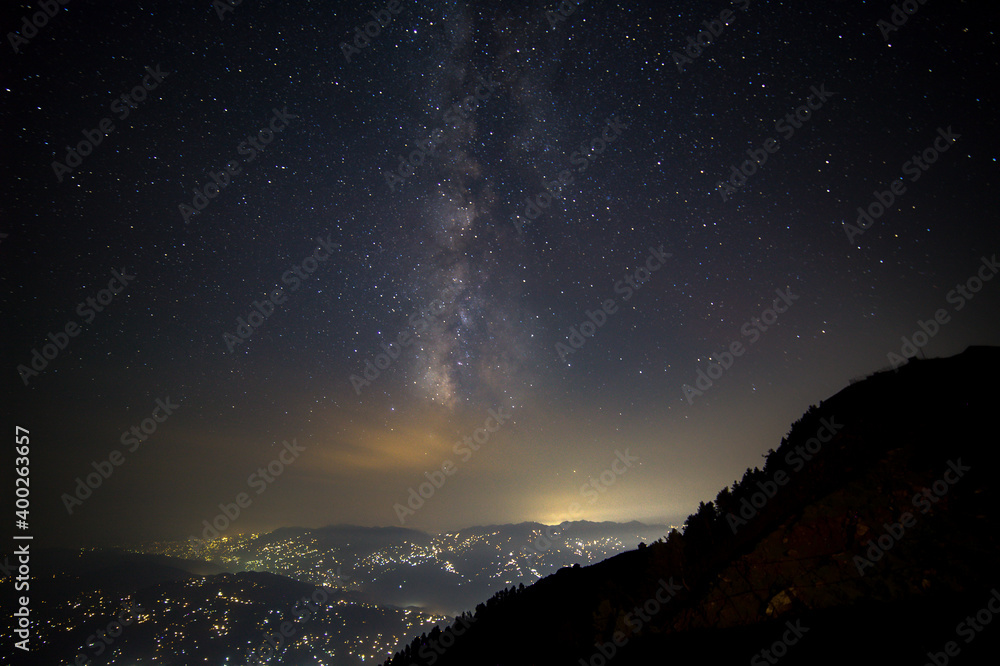 Milkyway at the top of city