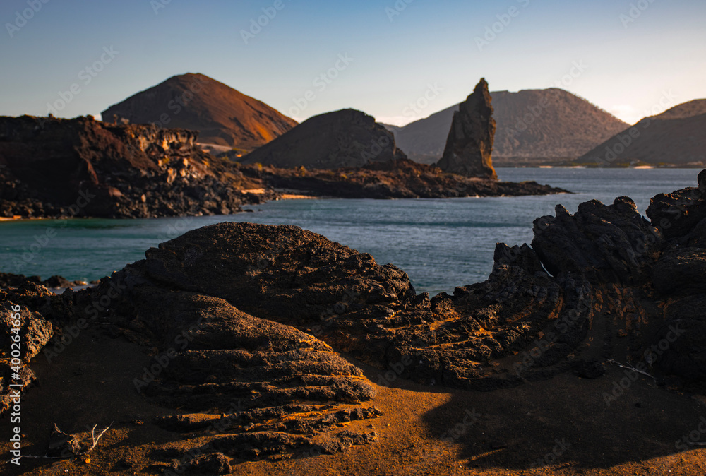 Lava Rocks and Leon Dormido in the Galapagos