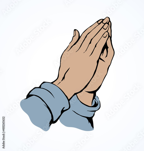 Praying hands. Vector drawing