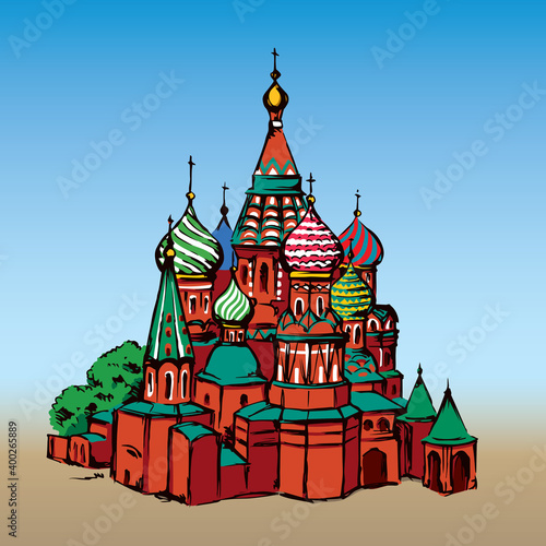 Red Square, Moscow. Vector drawing