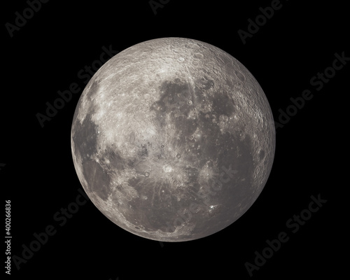 Full moon isolated on black sky background, map provided by nasa. 3d illustration