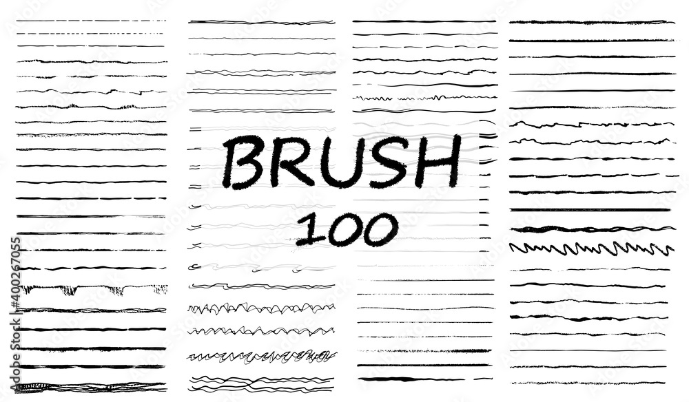 Fototapeta premium Big set of hand drawn line borders, scribble strokes and design elements isolated on white. Set of art brushes for pen. Hand drawn grunge brush strokes. Vector illustration