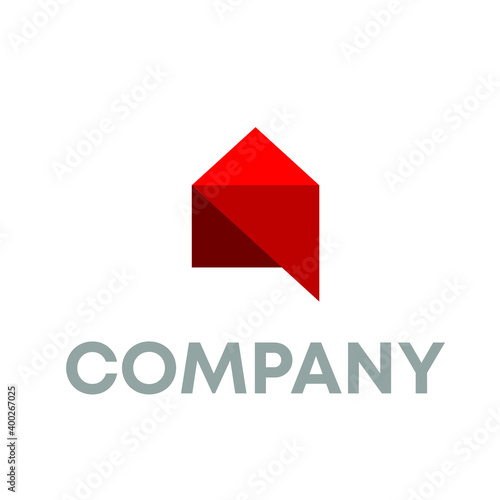 red house and chat Logo Design 