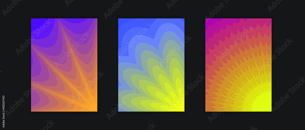 A4 Abstract Blooming Background Set. Gradient A4 Cover Template design layouts, Vector