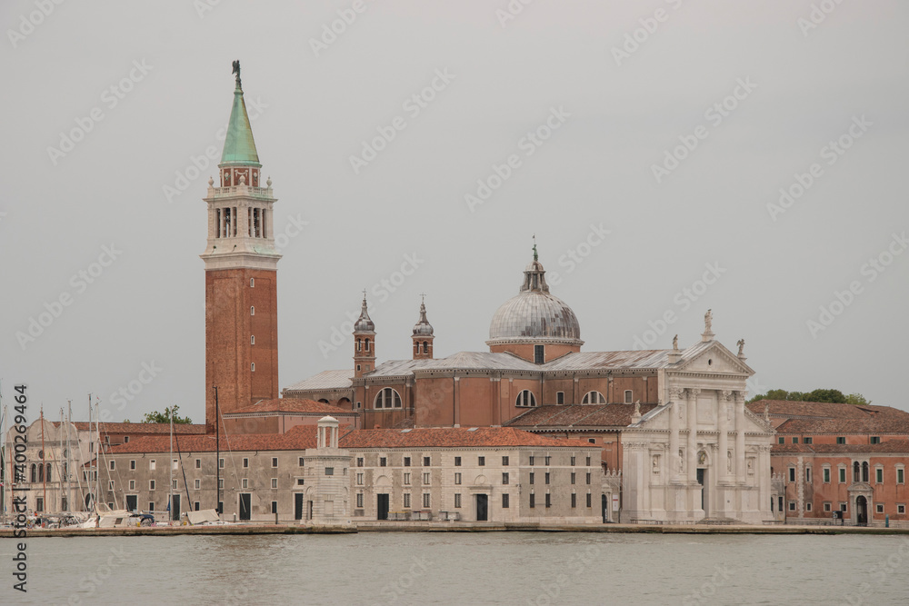 Naklejka premium Basilica of San Giorgio, exterior of Palladio church, city of Venice, Italy, Europe