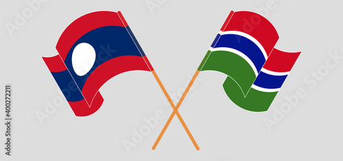 Crossed flags of Laos and the Gambia