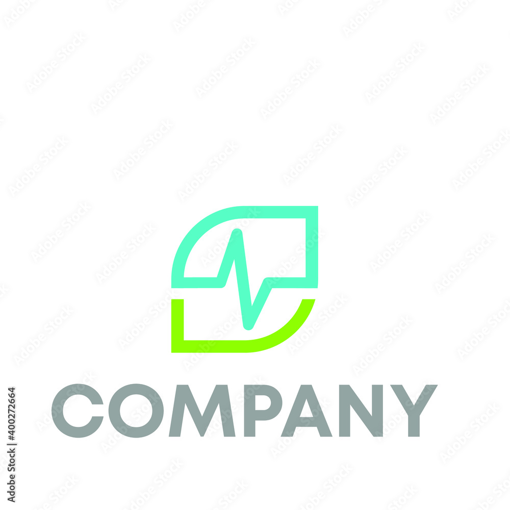 EKG Leaf Logo Design EKG Leaf Logo Design