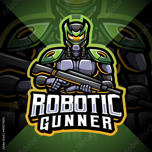 Robotic gunner esport mascot logo