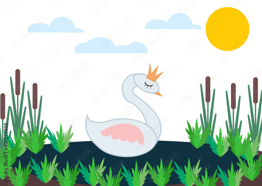 Obraz premium Swan, flat illustration