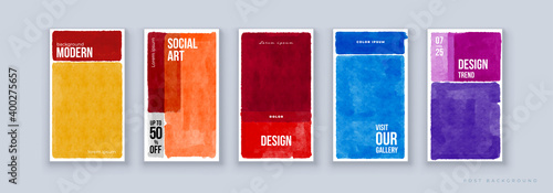 Set of Abstract Banner Design for Social Media, Stories and Insta Post. Modern Background in Vivid Colors. Modern Abstract Hand Painting Artwork for web Banner