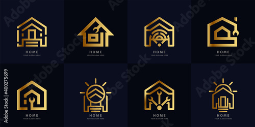 Home, house, home repair or home idea logo set collection.