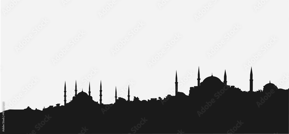View of the mosque of Istanbul. Vector illustration.
