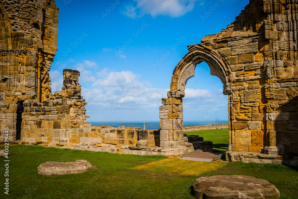 Ruins of the ancient Whitby Abbey, Yorkshire, United Kingdom