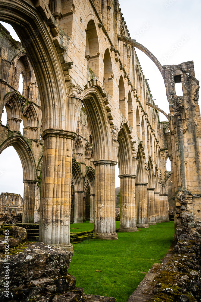 Ruins of the ancient Riveaulx Abbey, Yorkshire, United Kingdom