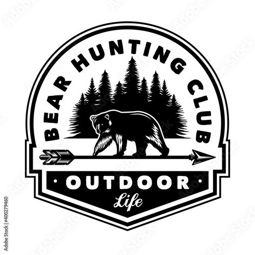Bear hunting and outdoor Emblem Badge