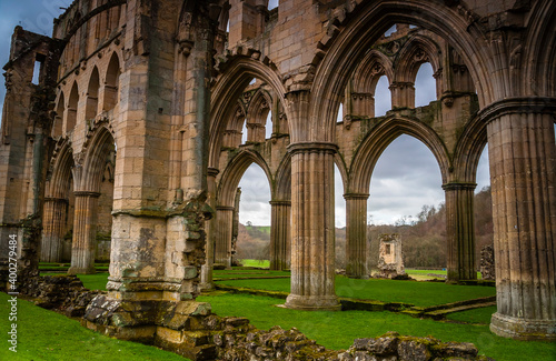 Ruins of the ancient Riveaulx Abbey  Yorkshire  United Kingdom