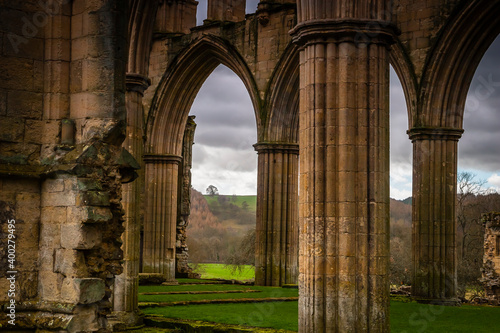 Ruins of the ancient Riveaulx Abbey, Yorkshire, United Kingdom