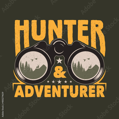 Vintage binocular Hunting and Adventure Emblem Badge