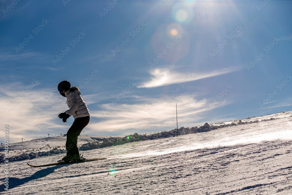 People skiing on the ski slope. Kayseri, Panoramic view of Erciyes,Turkey. People skiing on the ski slope. Kayseri, Panoramic view of Erciyes,Turkey.