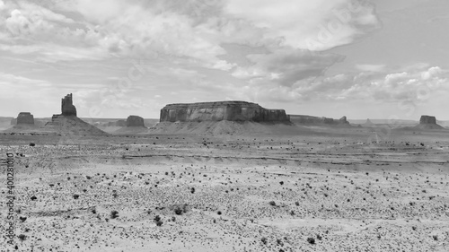 Aerial panoramic view of amazing Monument Valley in summser season, drone viewpoint photo