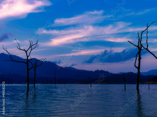 sunset over the lake