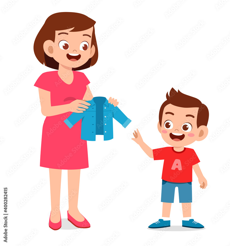 happy mother buy clothes for her kid happy mother buy clothes for her kid