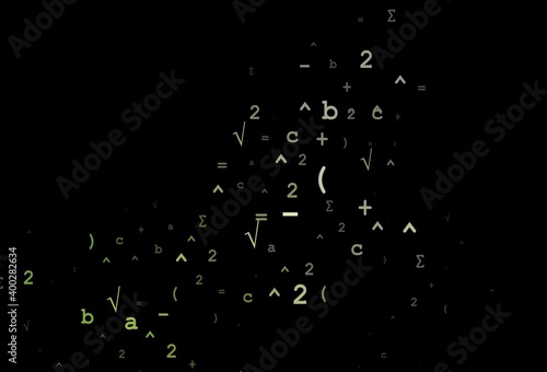 Dark Green vector pattern with arithmetic signs.