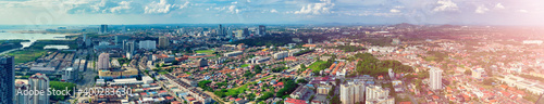 Fototapeta Naklejka Na Ścianę i Meble -  MALACCA, MALAYSIA - DECEMBER 29, 2019: Aerial view of city skyline on a beautiful sunny day, panoramic view