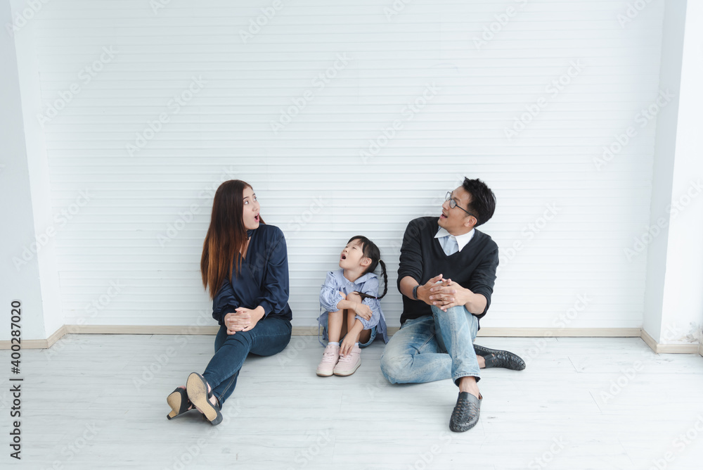 Family asian group happiness success concept. portrait family at home on white background. insurance protect concept Family asian group happiness success concept. portrait family at home on white background. insurance protect concept