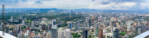 Photography Kuala Lumpur, Malaysia. Aerial sunset panoramic view of the city