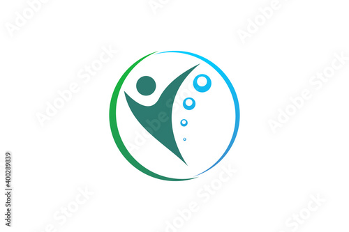 Human logo medical wellness health care clinic symbol identity. simple minimalist modern design.
