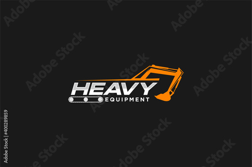 Excavator construction logo design, excavator logo element heavy equipment work. transportation vehicle mining.