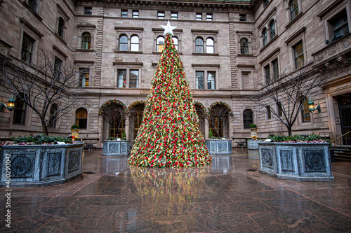 The Christmas tree in the courtyard of the Lotte New York Palace in New York City