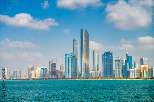 ABU DHABI, UAE - DECEMBER 8, 2016: Abu Dhabi tall skyscrapers panoramic view