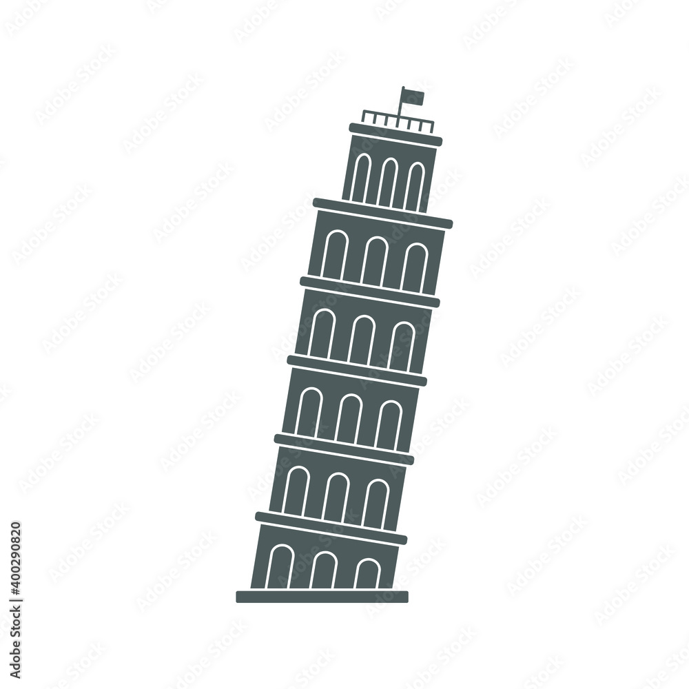 Pisa Tower icon. landmark sign. Vector Illustration.