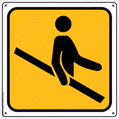 Please hold the handrail.Draw from Illustration.