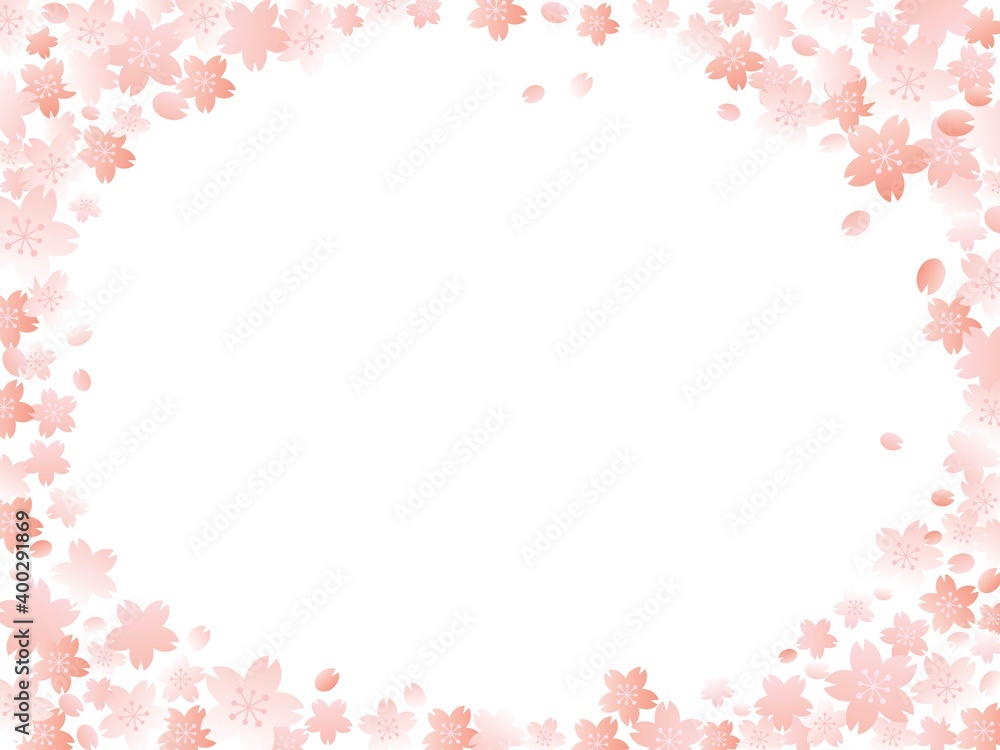 ピンクの桜のフレームイラスト