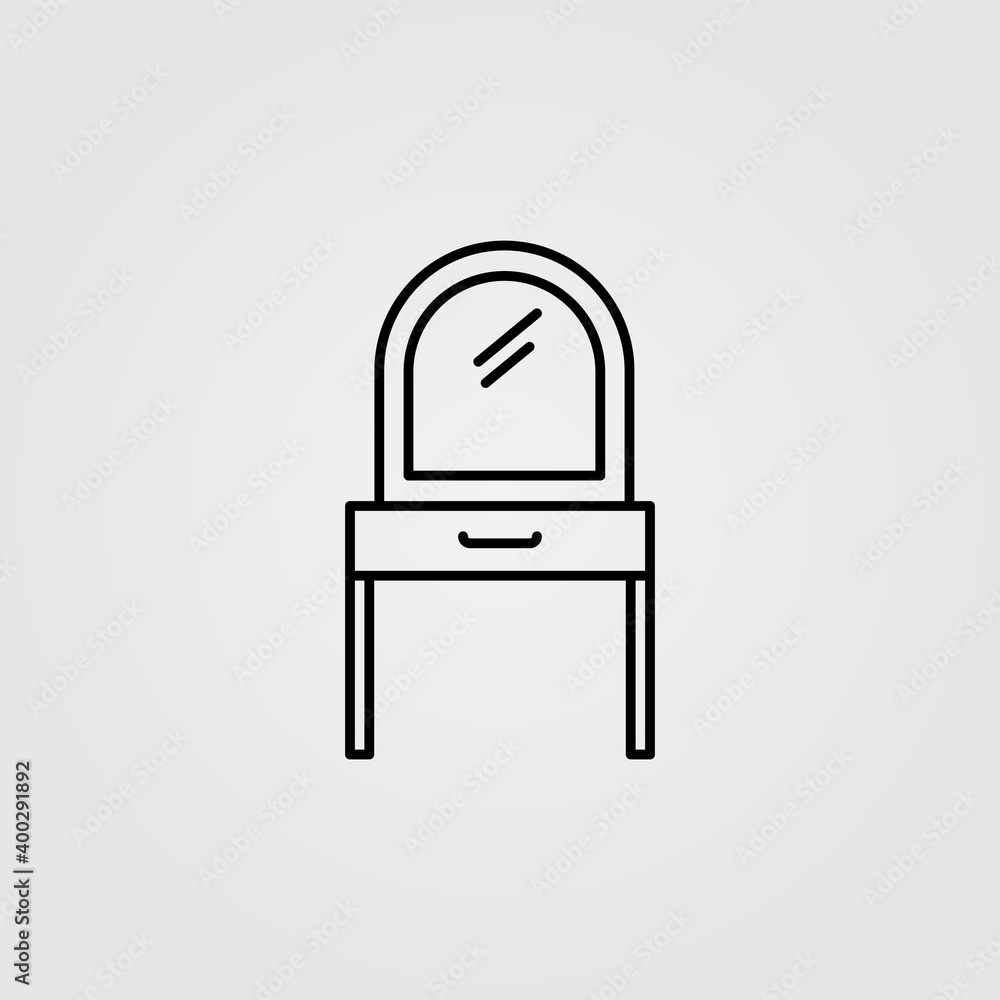 Mirror with drawer icon. Home decoration furniture vector illustration. Mirror with drawer icon. Home decoration furniture vector illustration.