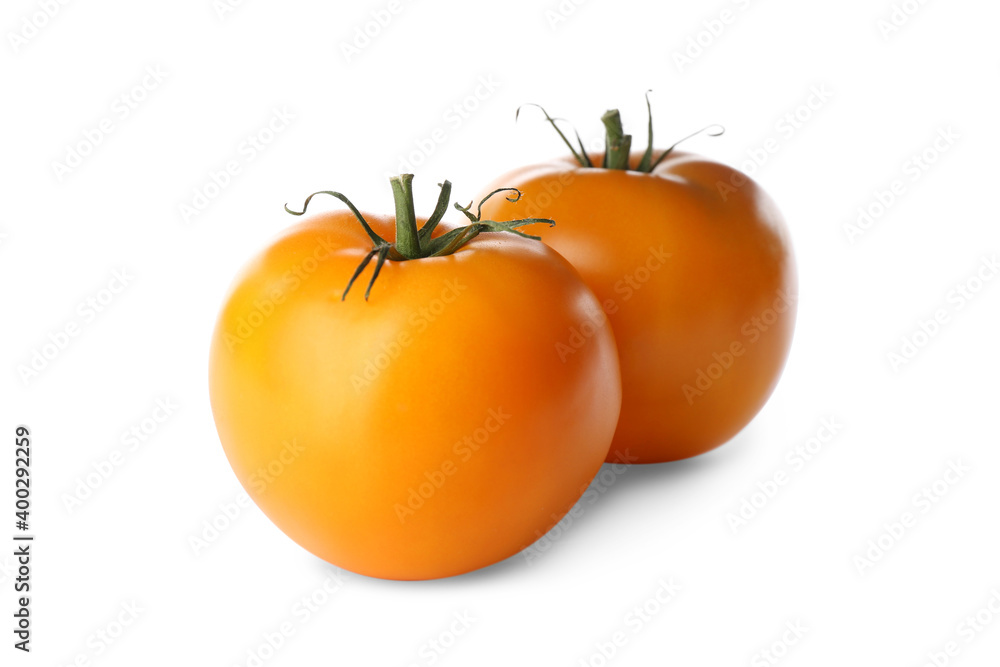 Delicious ripe yellow tomatoes isolated on white Delicious ripe yellow tomatoes isolated on white