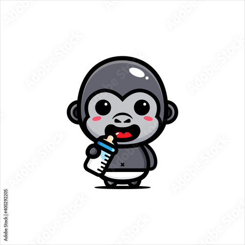 cute baby gorilla character vector design